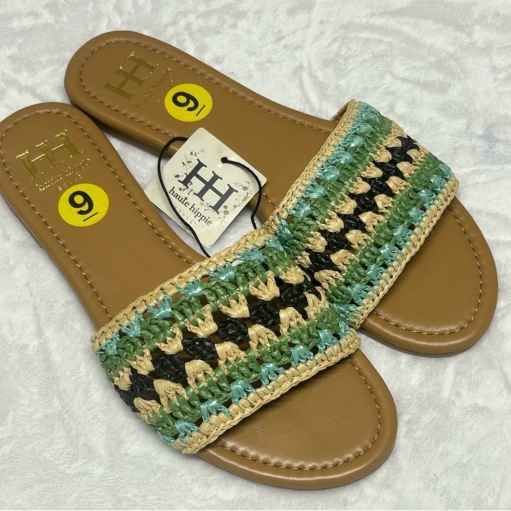 Hautie Hippie slide slip on shoe size 9 woven strap made in India